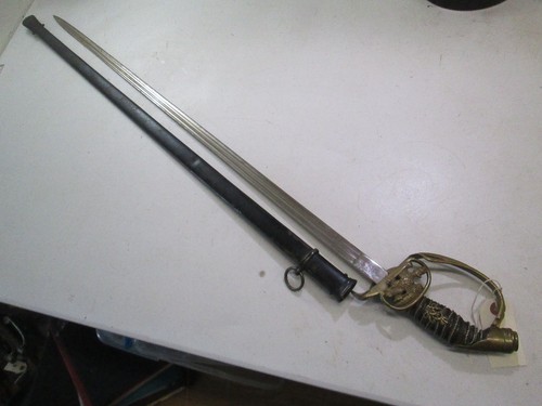 WWI GERMAN PRUSSIAN DRESS OFFICERS SWORD & SCABBARD FOLDING GUARD WKC MAKER #L99