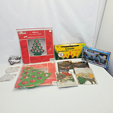 Vintage Christmas Craft Lot Wood Ornament Kits Crayola Icicle Lights 80s 90s NOS