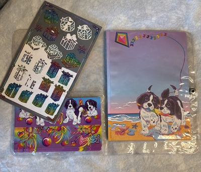 #ad Vintage Lisa FRANK Velvet amp; Violet Stationary Cards Stickers 90#x27;s Puppy Partial $32.27