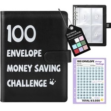100 Envelopes Money Saving Challenge Binder, A5 Savings Challenges Book with ...