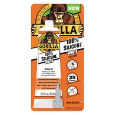 Gorilla Glue 108329 Silicone Sealant, 3 Oz, Tube, White, Silicone Base