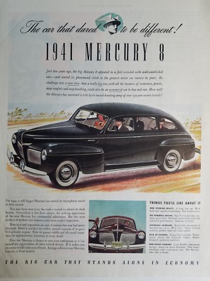 1941 black Mercury 8 car that dare to be different vintage ad