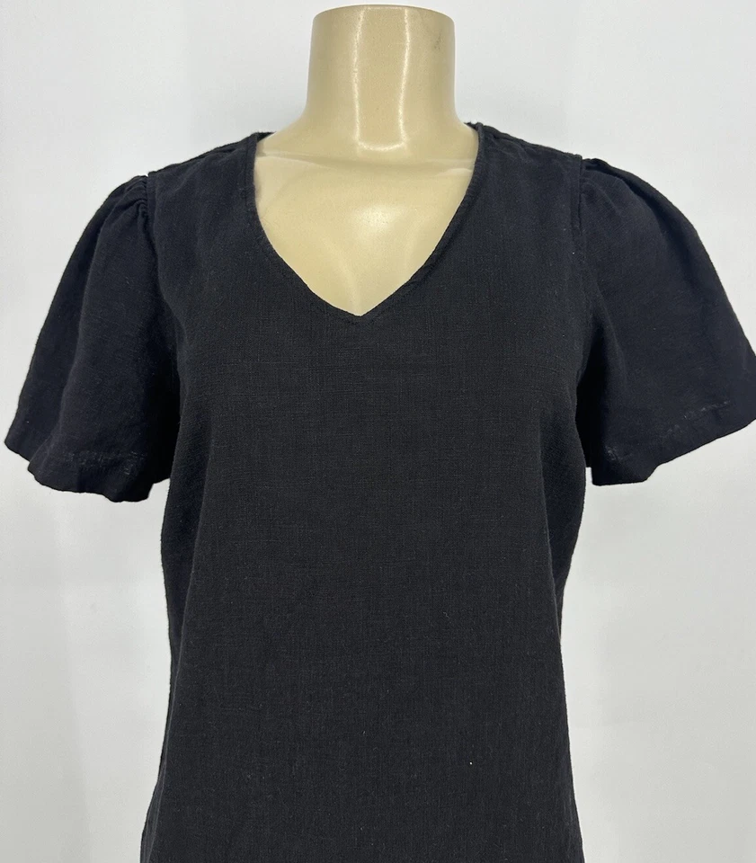 Оригинальный Nicole Miller маленький льняной смеси черный оболочка мини-платье короткий Sl 14-19 - Изображение 2 из 4