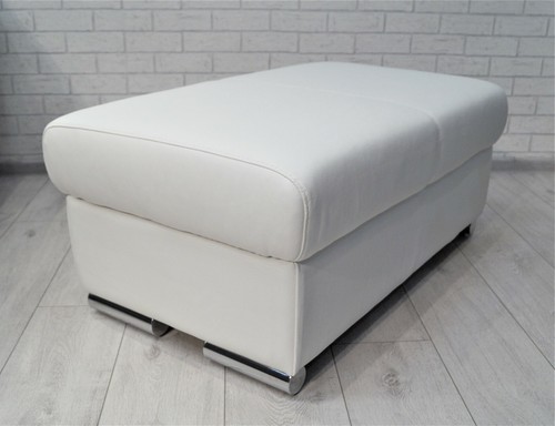 Weiß Echtleder Hocker mit Stauraum Leder Sitzhocker Fußhocker Sitzwürfel 90x55 - Bild 2 von 6