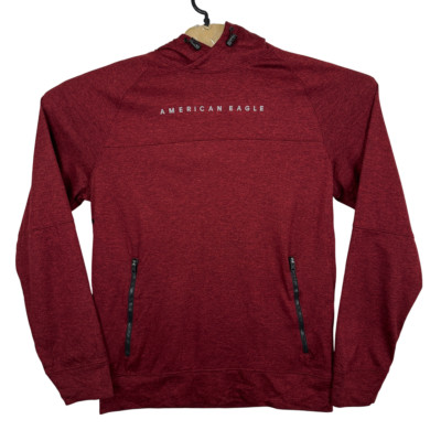 American Eagle Hoodie Herren Sweatshirt Small Maroon Pullover Reißverschlusst...