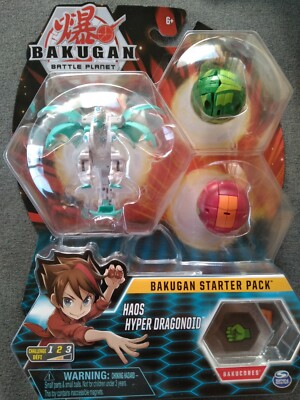 Bakugan Starter Pack 3-Pack, Haos Hyper Dragonoid Battle Planet Brawl Bakucores