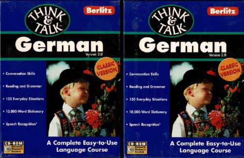 Lot of 2 Berlitz Think & Talk German Pc Mac New XP Conversation Reading Grammar