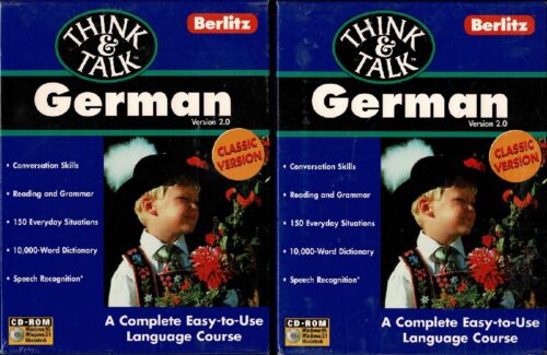 Lot of 2 Berlitz Think & Talk German Pc Mac New XP Conversation Reading Grammar - Picture 1 of 2