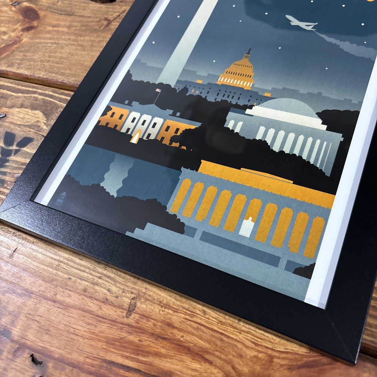 Washington, DC, Retro Skyline Framed Wall Art Print, Washington DC