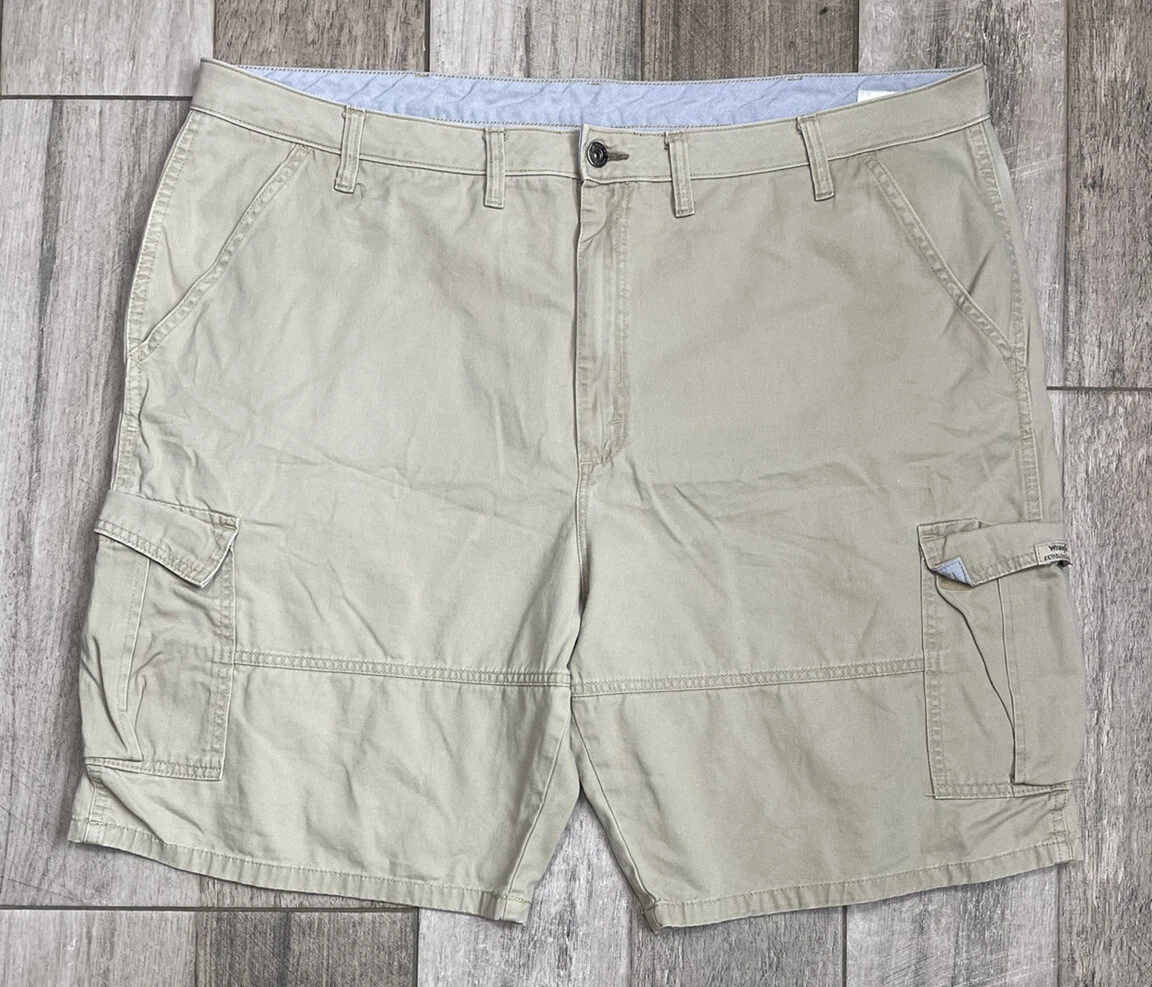 Wrangler Classic Cargo Shorts Mens Size 44 Beige All Cotton Fast Free Shipping