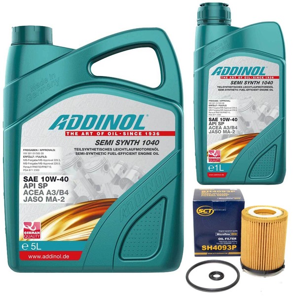 MotoröL Set Addinol 10W-40 Semi Synth 6 Liter + ÖLfilter FüR Mercedes B-Klasse-image