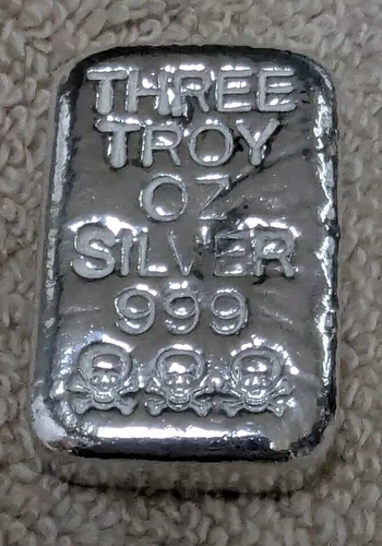Atlantis Mint 3 Troy OZ Silver Bar .999 Fine Silver! Very Rare!! Cool! ☠️☠️☠️