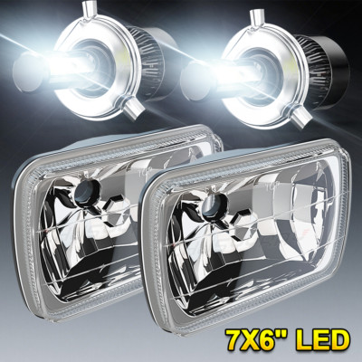 5x7 7x6 Inch LED Headlights Halo For E-150 / Econoline E-250 E-350 Super Duty