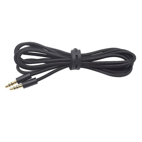 2 m schwarzes Nylon-Kabel 3,5 mm Stecker auf Ohrhörer Audio Verlängerungskabel - 第 1/4 張圖片