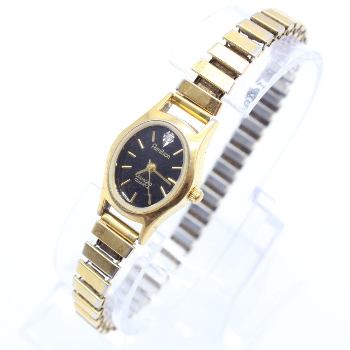 Vintage 1990\'s Asymmetrical  Armitron Now Gold & Black Slightly Used Watch Vintage5904™ | Gold-tone | Vintage Gold-Tone Watch | Diamond  main image 4