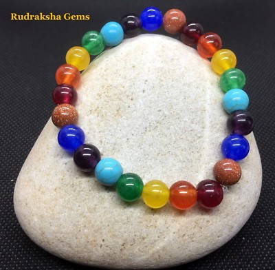 CHAKRA Armband 21 +3 Power Beads Kristall Edelstein Reiki Heilung Balance Schmuck