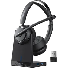 LEVN 2024 Wireless Headset Bluetooth 5.2 Headset AI Noise Cancel 4 USB 3.0 Ports