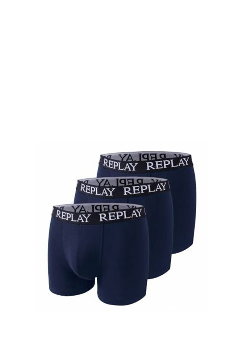 REPLAY Boxer Uomo (3 Pezzi) | Confortevoli Con Vita Elastica E Logo | Blue Marine - 4