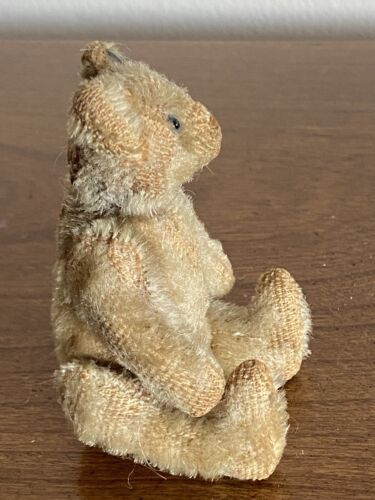 Steiff früher antiker Mohair Mini Bär 3,5" lang F Knopf selten Vorkrieg einmal weiß? - Bild 6 von 16