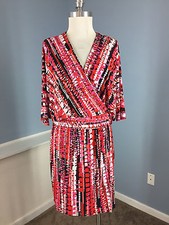 Laundry Shelli Segal Red Pink Blouson M 8 Excellent Career Cocktail Batwing CUTE