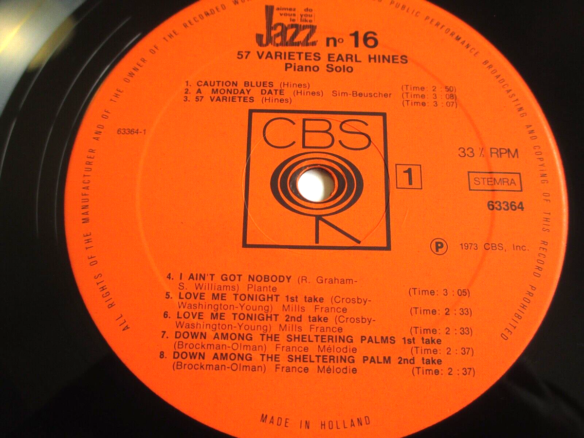 EARL HINES PIANO SOLO / 57 VARIETIES '73 PROMO LP CBS 63364