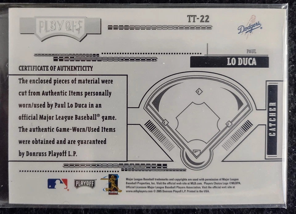2005 Playoff Absolute Paul Lo Duca Tools of The Trade Auto/Bat/Patch #/25💥$14💥 - Image 4 of 4