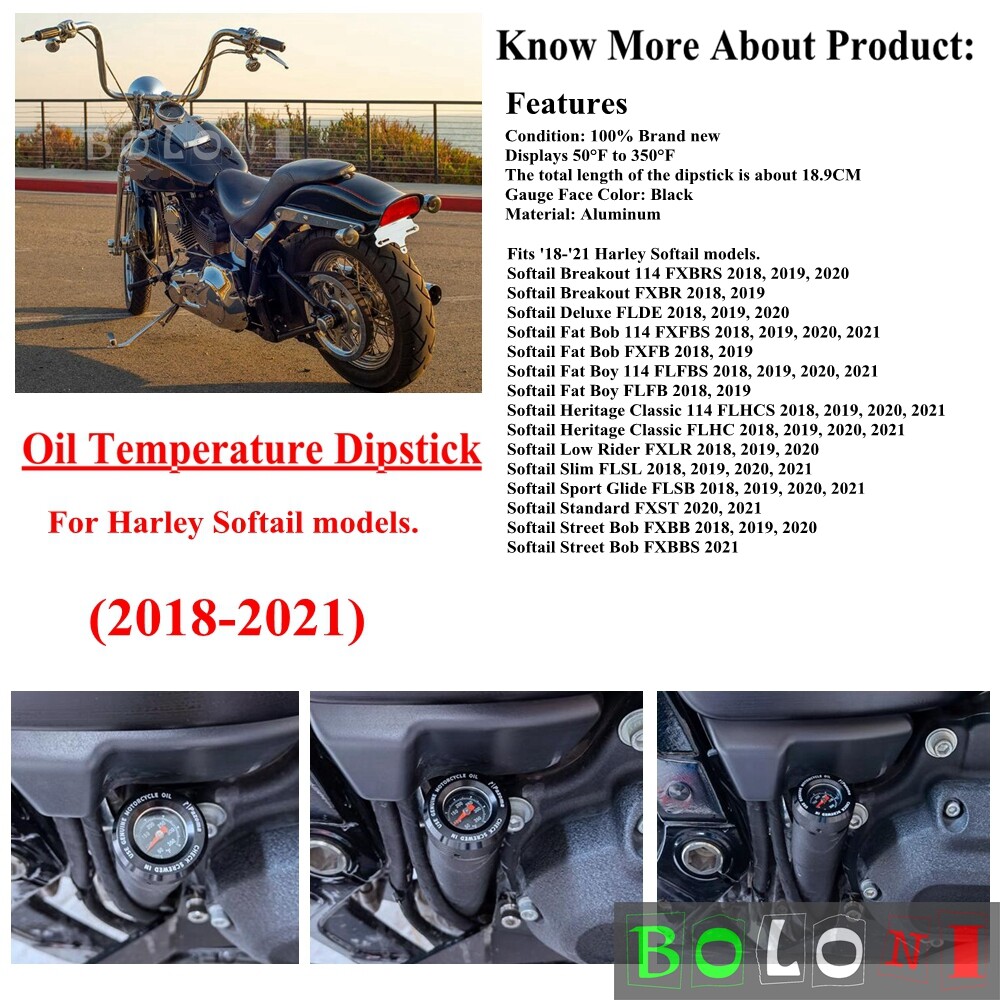 Oil Dipstick Temperature Gauge For Harley Softail FXBB FXBR FXLRS FLSB 20182022 699957991716 eBay