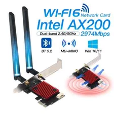 WiFi 6 AX210 Tri-Band PCI-E Bluetooth 5.3 Network Card 2.4GHz/5GHz/6GHz With LED
