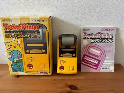 Nintendo Gameboy Pocket Printer PIKACHU YELLOW Pokemon box set USED working