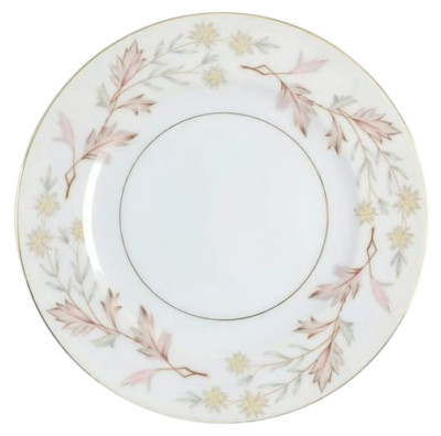 5 side appetizer PLATES, HARMONY HOUSE Woodhue, spice white gray burgundy leaves