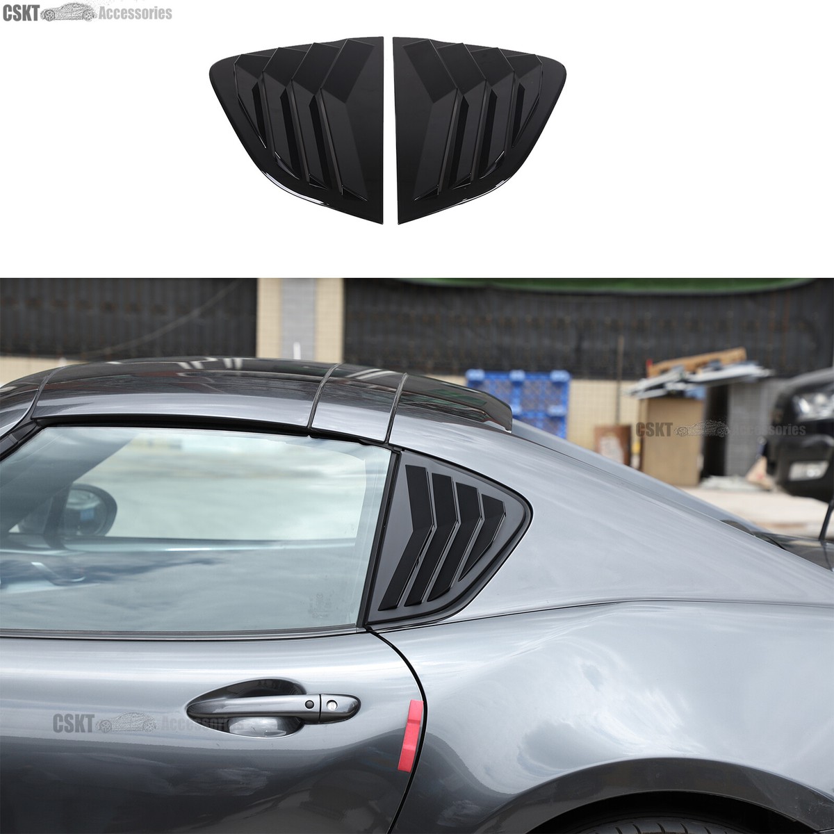 Gloss Black Rear Quarter Glass Overlay molding Fits Mazda MX-5