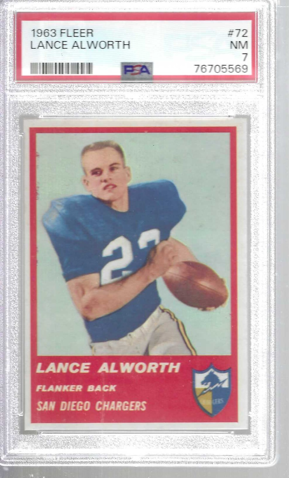 1963 Fleer #72 Lance Alworth rookie SP PSA 7