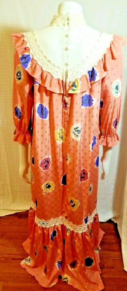 Винтажный Fumi's оригиналы Гонолулу гавайский Gunne саксофон стиль платье с кружевом S/M - Изображение 2 из 4