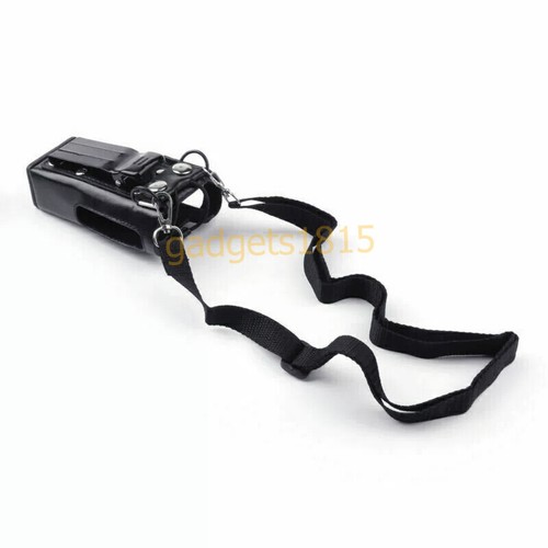 2X Hard Leather Case Carrying Holder Holster For Motorola Two Way Radio W/ Strap - Zdjęcie 3 z 10