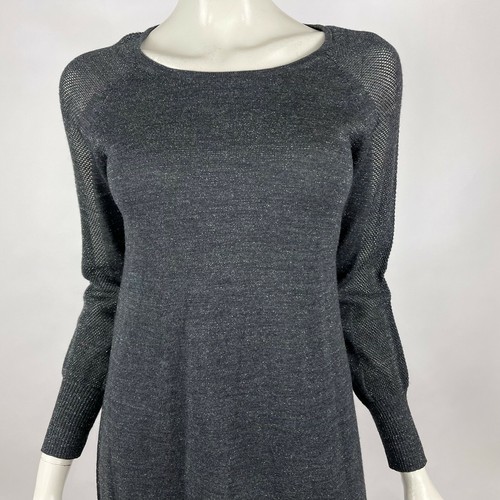 Eileen Fisher Merino Wool Pullover Sweater Mesh Sleeve Scoopneck StretchWomen PS - Picture 7 of 12