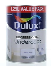 Dulux Undercoat Pure Brilliant White Paint 1.25L Wood & Metal Interior/Exterior