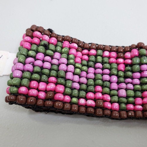 Beaded Bracelet Weave Chevron Pink Stretch Green Statement Big Purple - Picture 2 of 7