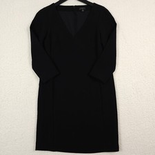 Ann Taylor Dress Womens 00P Petite Black V Neck 3/4 Notched Sleeve Party Career