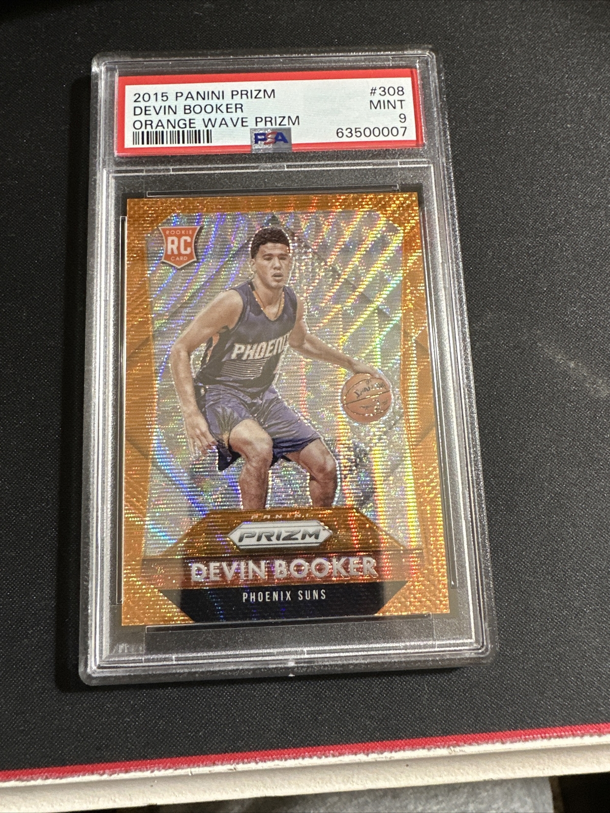 2015-16 Panini Prizm Orange Wave #308 Devin Booker Phoenix Suns RC Rookie PSA 9