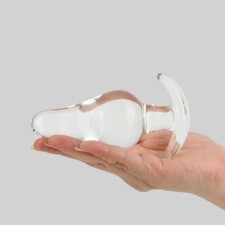 Wearable Glass Thick Anal Butt Plug Probe with Anchored Base Anal Sex Toys