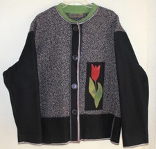 Jennifer Sly Kirk Ar Clothes S M L Xl Wearable Floral Funky Wool Art Coat Jacket