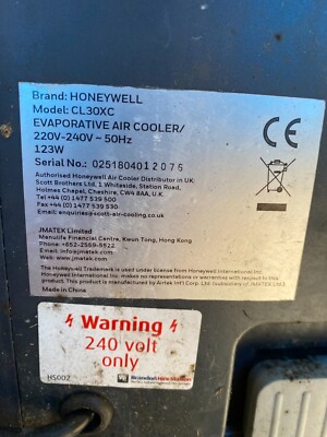 Honeywell CL30XC Indoor Portable Evaporative AC UNIT AIR CONDITIONING £125  VAT
