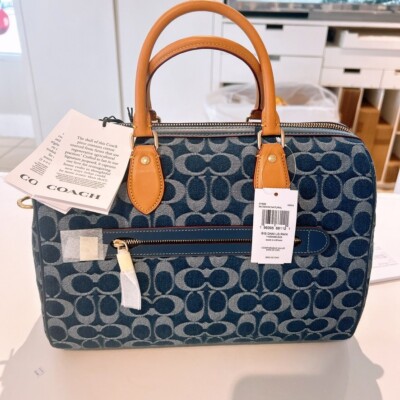 NWT Coach Rowan Large Satchel Bag In Signature Denim CY699 Fast