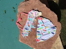 GB GIRLS FEATHER PRINT BIKINI SWIMSUIT - SIZE 6