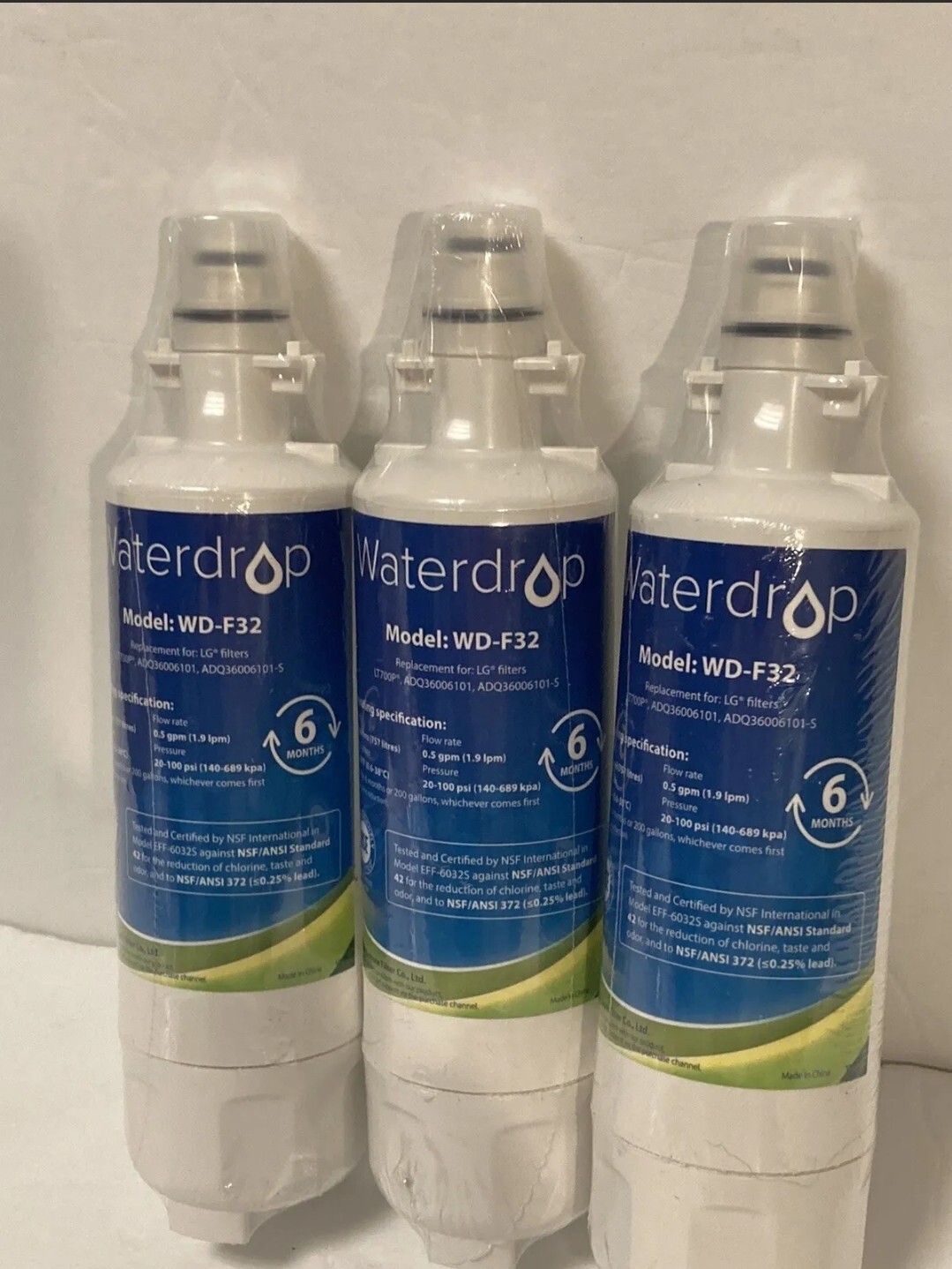 3 PACK Waterdrop LT700P Refrigerator Water Filter For LG WDF32 NEW