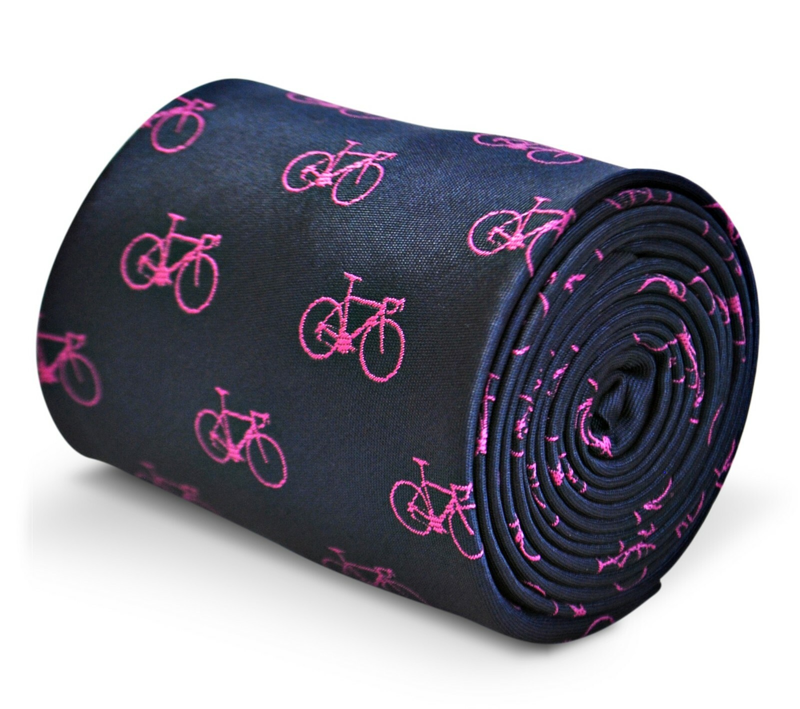 Frederick Thomas Navy Blue Mens Tie with Pink Bicycle Design FT3211