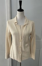 Cream Vintage Style Cardigan Knit Cozy Sweater Small Cottage 90 s