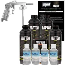 Raptor U-POL Dove Gray Urethane Spray-On Truck Bed Liner Kit w/Free Spray Gun 4L