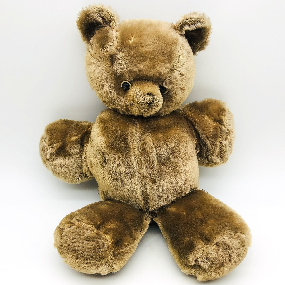 Vintage Brown Teddy Bear Plush Stuffed Button Eyes No Tag 16x13