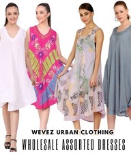 Wholesale summer Sleeveless dresses - Lot of 10 Mix colour Design Umbrella Midi